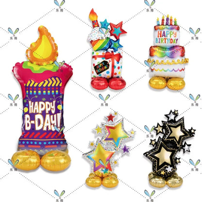 Boutique Standing Base Moon Stars Clouds Cake Aluminum Film Balloon Birthday Party Decoration Baby Bath