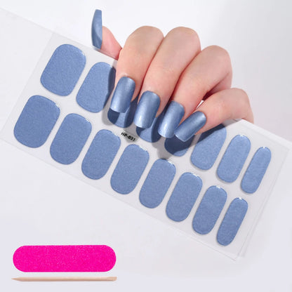16‑Piece Semi‑Cured Gel Nail Wrap Set – French Pure Color UV Gel Polish Strips, Long‑Wear Nail Extension Decals