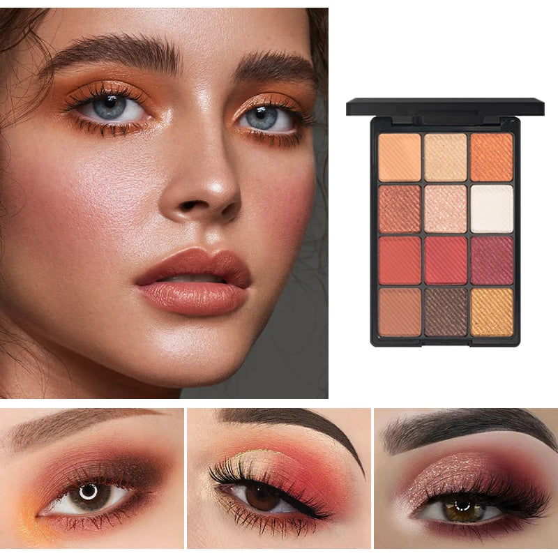 12-Color Glitter Eyeshadow Palette- Highly Pigmented,Long-Lasting Diamond Metal and Matte Shades for a Dazzling Eye Makeup Look