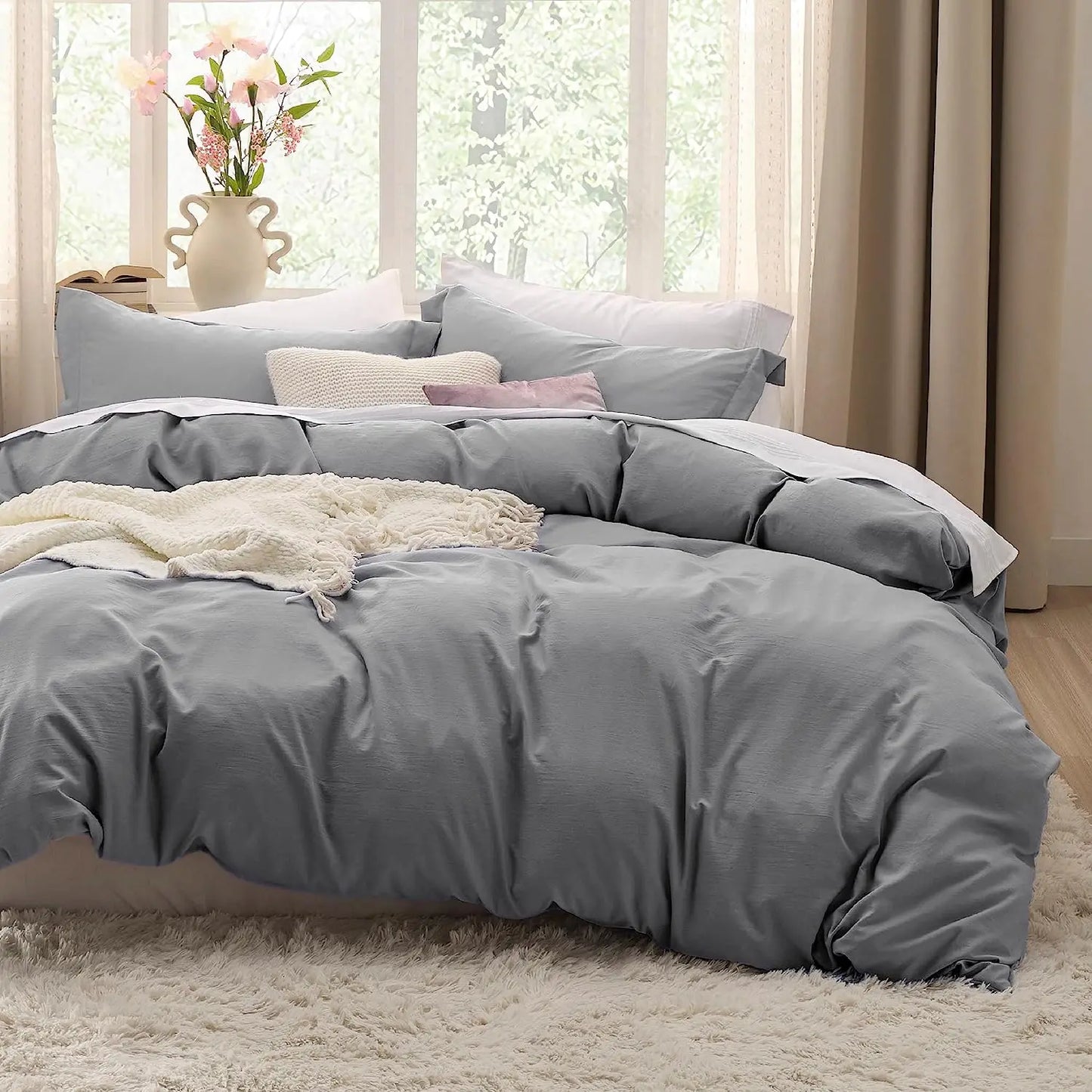 Bedsure King Size Duvet Cover Set: Prewashed, Soft and Cozy, 3 Pieces, 104x90 Inches with Zipper Closure