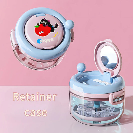 Portable Retainer Cleaner Case Rotating Drainable Oral Care Storage Box for Invisible Aligners Denture Braces Compact Ventilated