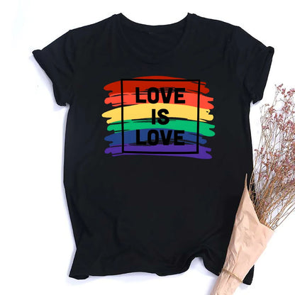 Love Is Love Print Women's T-shirt Pride Rainbow Print