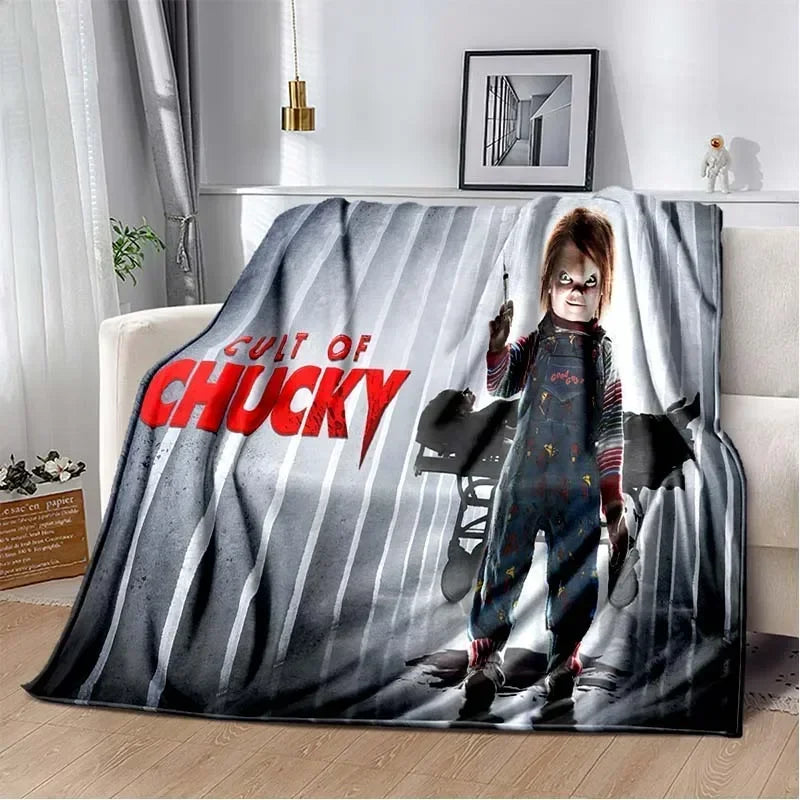 3D Horror Movie Character Chucky Saw Cartoon Area Blanket Fashion Soft Cozy Living room Bedroom Sofa Bed Travel Blanket
