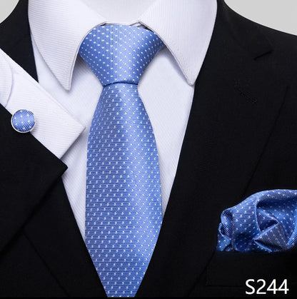 Necktie Pocket Squares Cufflink Set