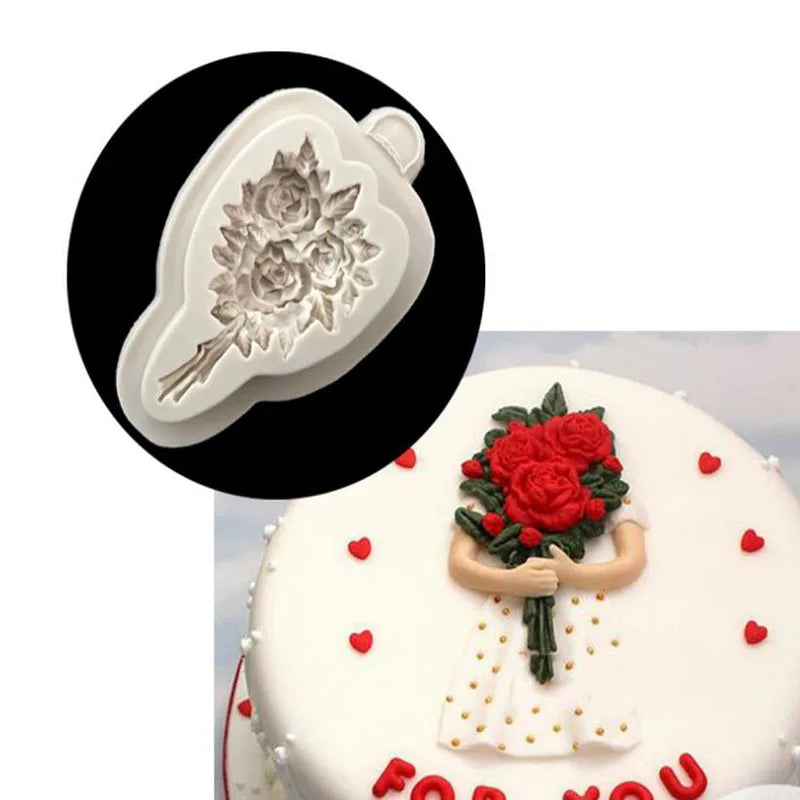 DIY Various flower bouquet Silicone Molds Gum Paste Chocolate Fondant Sugarcraft Cake Border Decorating Tools