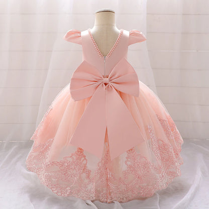 Toddler Girl Evening Party Princess Dress Baby Big Bow Tutu Gown Kids Birthday Wedding Ceremony Costume Gala Clothes Vestidos