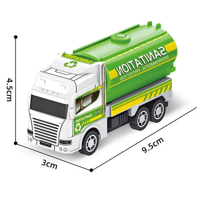 4Pcs Kids Toy Car Mini Pull Back Environmental Sanitation Vehicle Inertia Garbage Truck Models Boys Toys for Children Funny Gift