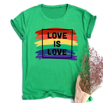 Love Is Love Print Women's T-shirt Pride Rainbow Print