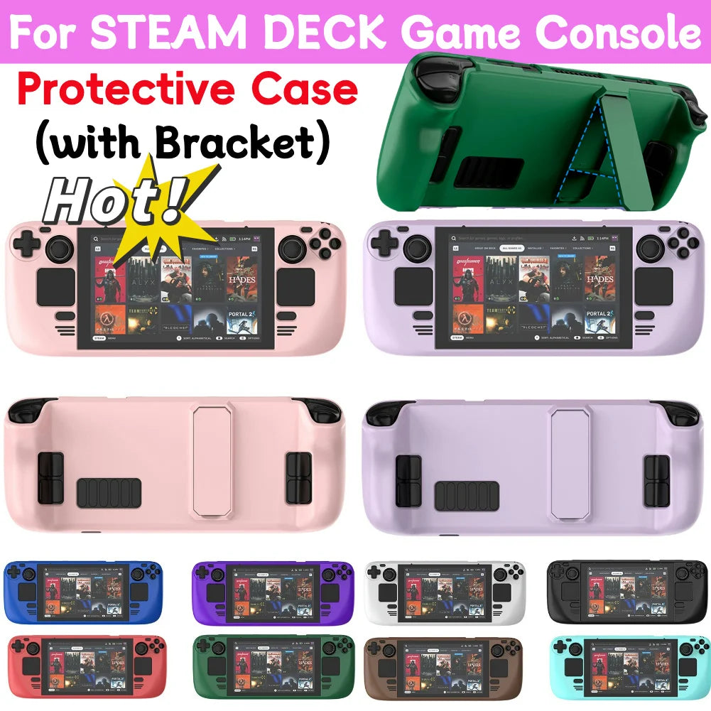 For STEAM DECK Game Console Cover Shell with Bracket Shockproof Protection Case Frame Protector Stand Non-slip Cover Game Parts