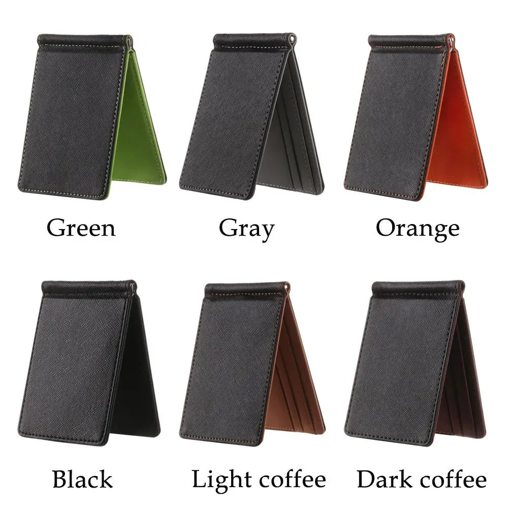 PU Leather Men Wallet ID Card Holder Money Clips Sollid Thin Wallet Short Skin Wallets Purses For Men Purses