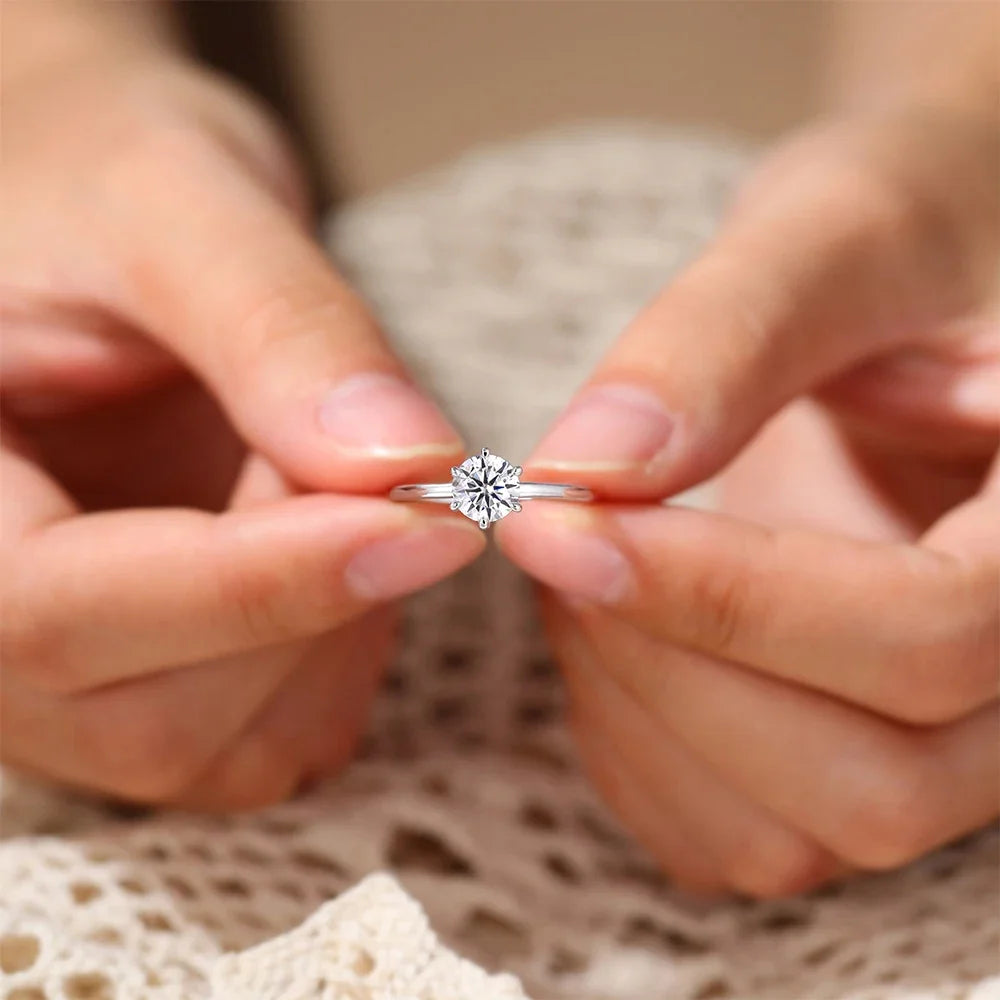 Trumium 0.5/1 Ct D Color Moissanite Ring For Women Diamond moissanite Rings s925 Silver Engagement Wedding Bands Fine Jewelry