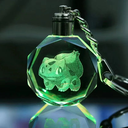 Pokemon Cartoons Anime Figure Pikachu Charizard Mewtwo Eevee Crystal  Collection Luminous Keychain Pendant Model  Kids Toy Gift
