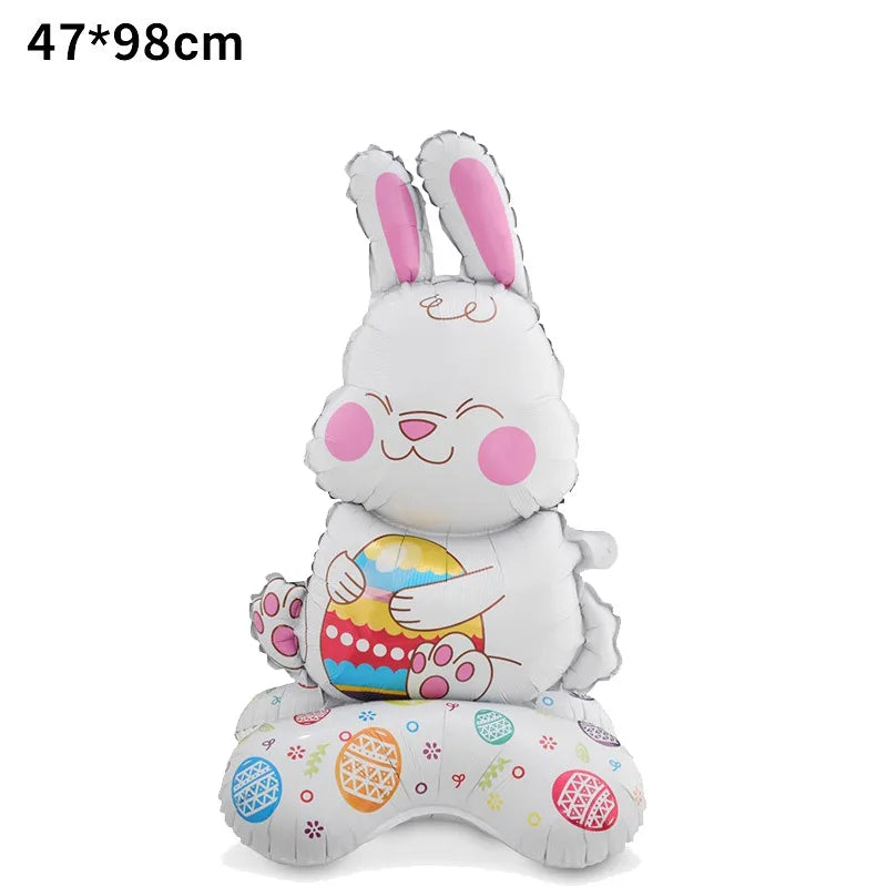 Cute Easter Egg Bunny Standing Balloon Easter Decoration Large Bunny Foil Balloon Kids Party Favor Gift