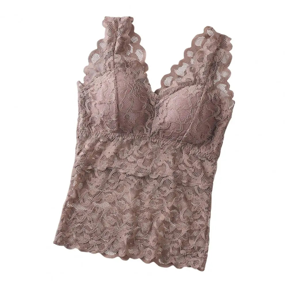 Women's Lace See-through Pads Tank