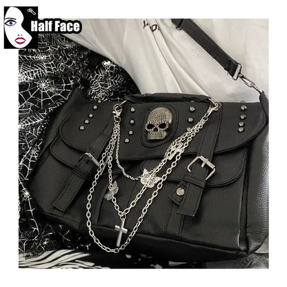 Harajuku Punk Skeleton Chain Bag – Spicy Girls Gothic Lolita One‑Shoulder Crossbody Tote