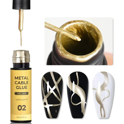 Super‑Bright Metallic Liner Gel Polish – Silver/Gold/Rose Mirror UV Nail Art (5/7/8ml)