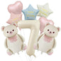 Cute Teddy Bear Party Birthday Number Balloons Large Retro Brown Bear Foil Balloon Set 8 pcs Baby Shower Birthday Party Decor