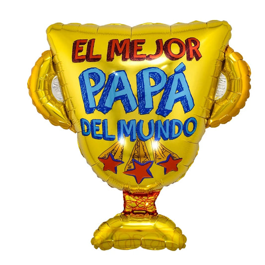 1pc Large Best Dad Trophy Foil Balloons Spanish Father's Day Trophy Balloon Father's Day Party Decorations Dad Gifts