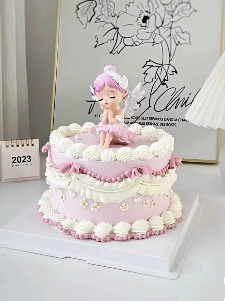 Angel Wing Princess Cake Topper – Fairy Ballet Dance Girl Decor for 1st Birthday, Gender Reveal & Baby Shower
