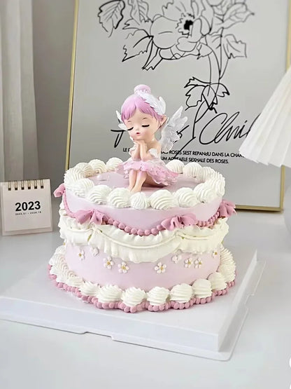 Angel Wing Princess Cake Topper – Fairy Ballet Dance Girl Decor for 1st Birthday, Gender Reveal & Baby Shower