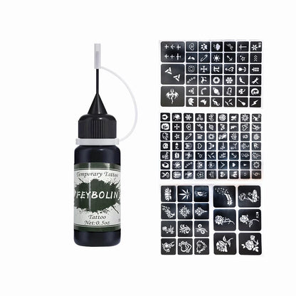 Long-Lasting Temporary Tattoo Inks with 3 Tattoo stickers Kit,Freehand Painting Gel for Makeup Trend Party Tattoos for Face Body