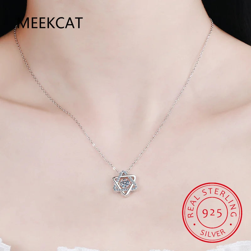 Mothers Days Gifts Star Of David 3ct Moissanite Necklace Pendant For Women Certified Silver 925 Jewelry