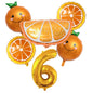 6pcs Orange Foil Balloon with 32inch Number Balloons Summer Themed Fruit Globals Baby Shower Birthday Thankgiving Party Decor