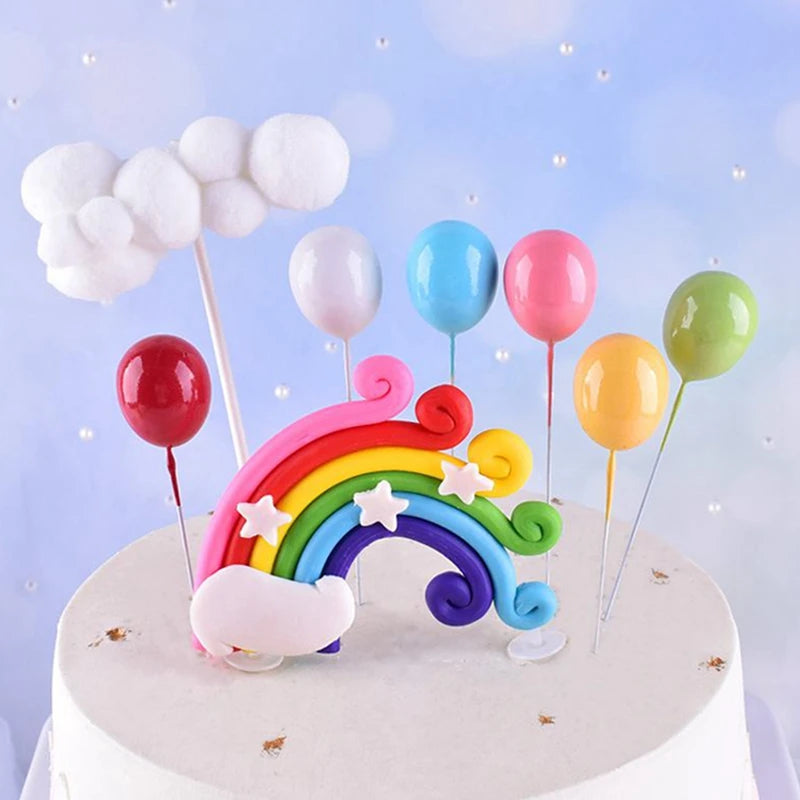 Smiling Face Cloud Rainbow Cake Topper Birthday Cake Baby Shower Kids Christening Birthday Party Wedding Cake Topper Decoratings
