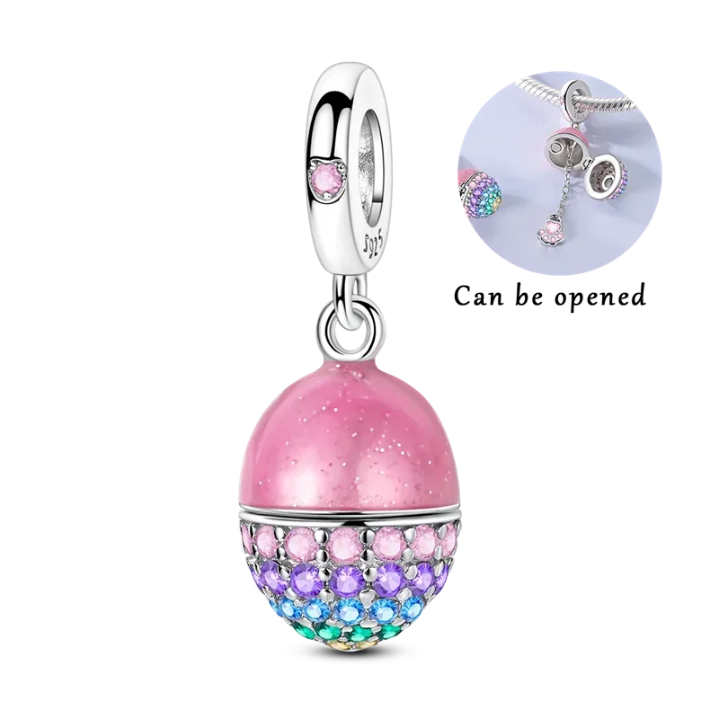 925 Sterling Silver Hot Sale 3D Openable Locket Bracelet Charm Bead Easter Pendant Fit Bracelet Necklace for Women DIY Gift