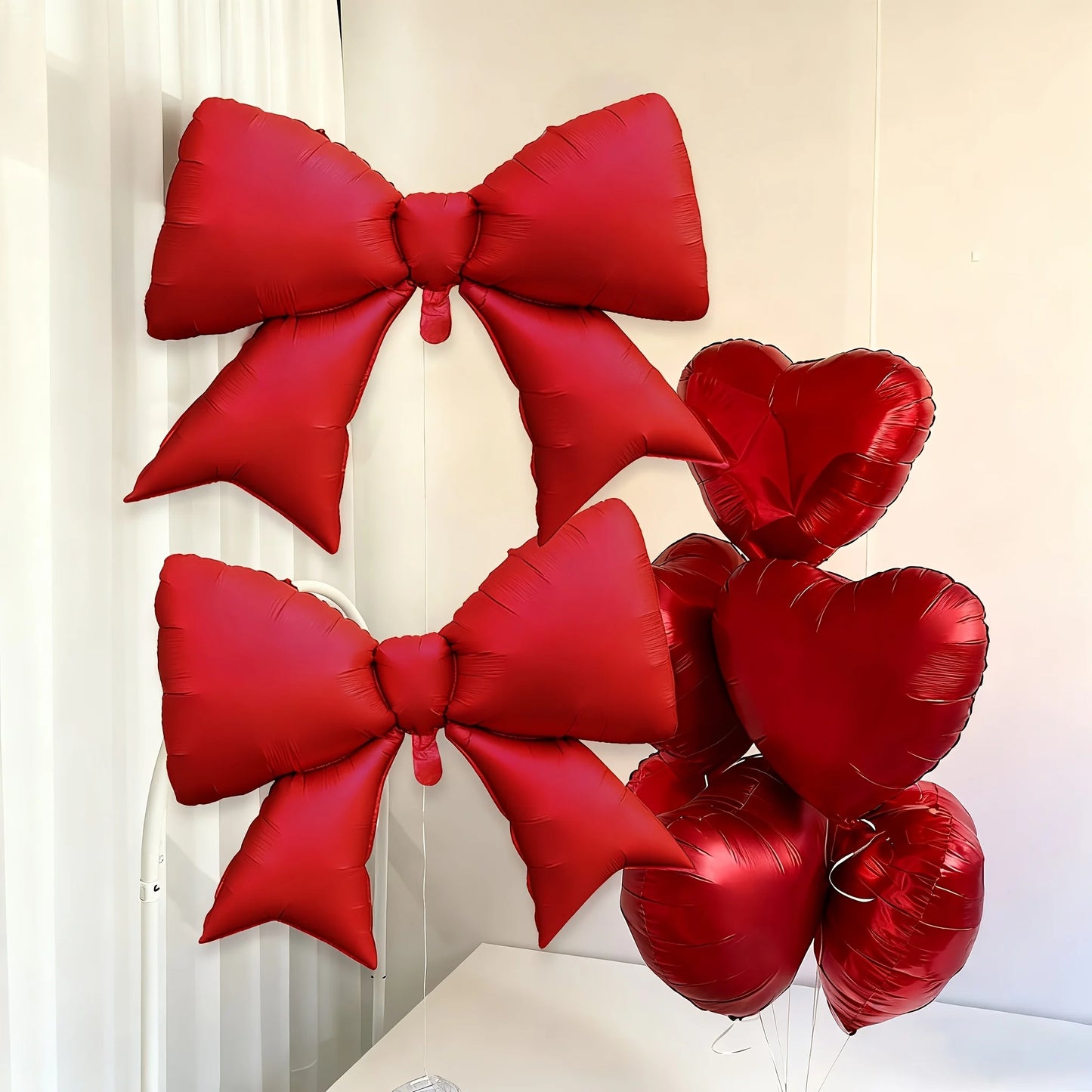 7pcs/set Red Heart Bow Balloons Set Wedding Birthday Valentine'S Day Party Decoration Christmas Decorations Festive Supplies