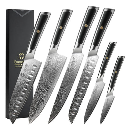 Sunnecko Damascus Chef Knife Set – 1–7 PCS High Carbon VG10 Steel Ultra‑Sharp Kitchen Knives