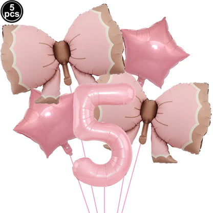 Pink Bow Birthday Theme Party Set Disposable