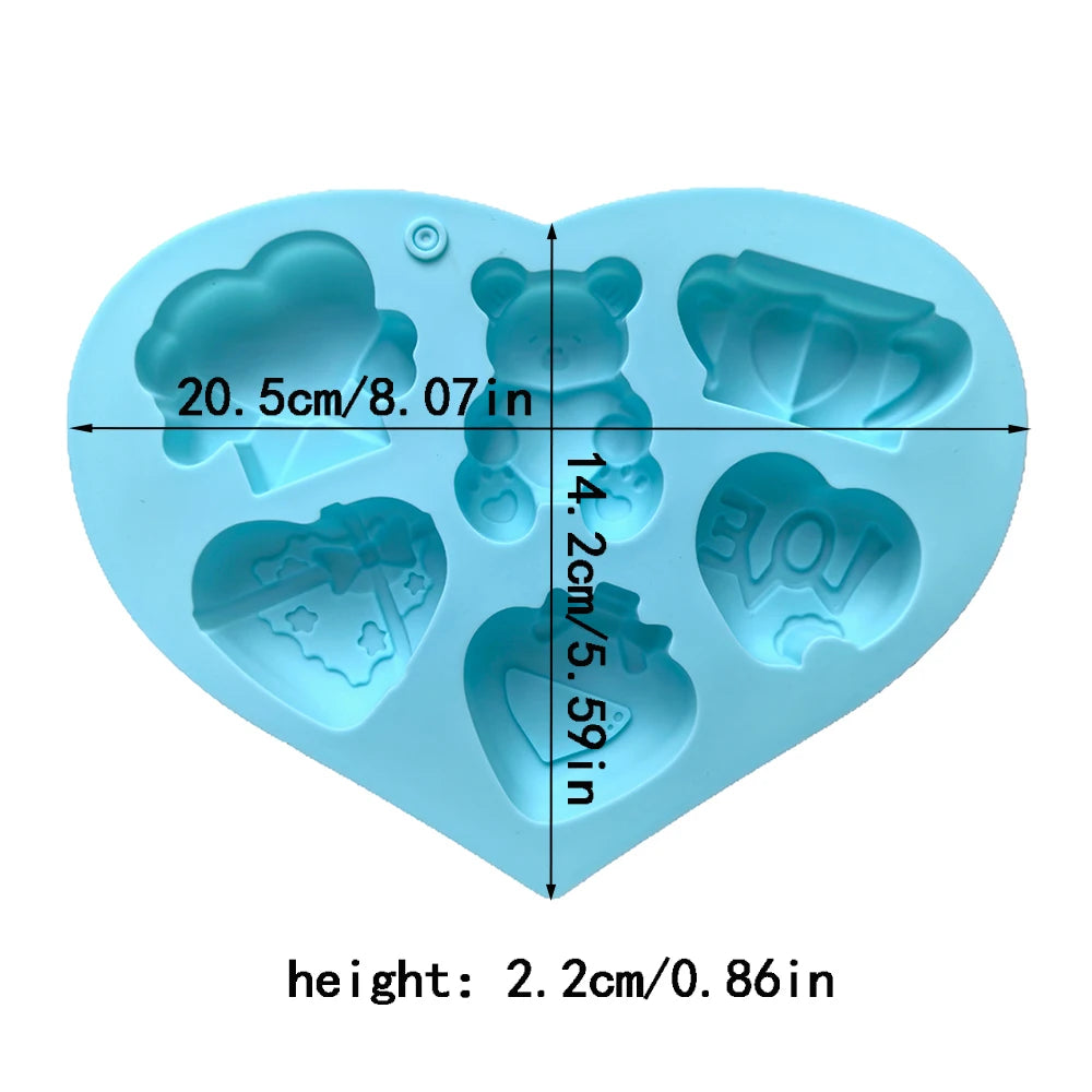 1pc Valentine's Day Theme Chocolate Silicone DIY Soft Candy Mold Bear Shape Baking Resin Soap Wax Melting Ice Jelly Mold