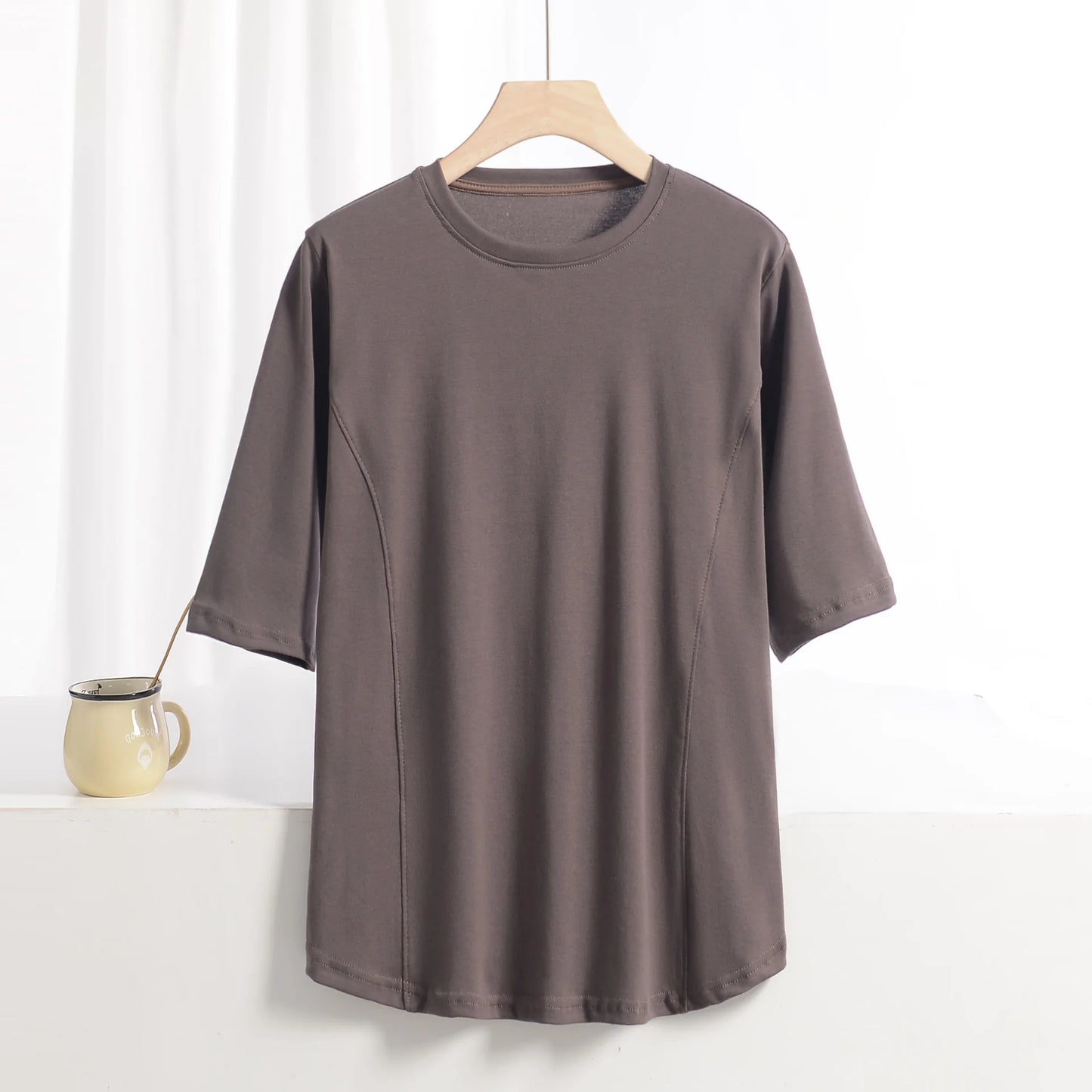 XL to 8XL plus size O-Neck Tshirts Women's basic T-shirt solid color half sleeves summer simple Tee Tops Bottoming Tees all mat