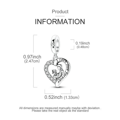 925 Sterling Silver I Love You Forever Father-Daughter Pendant Fit Original Charm Bracelet Women DIY Jewelry Gift