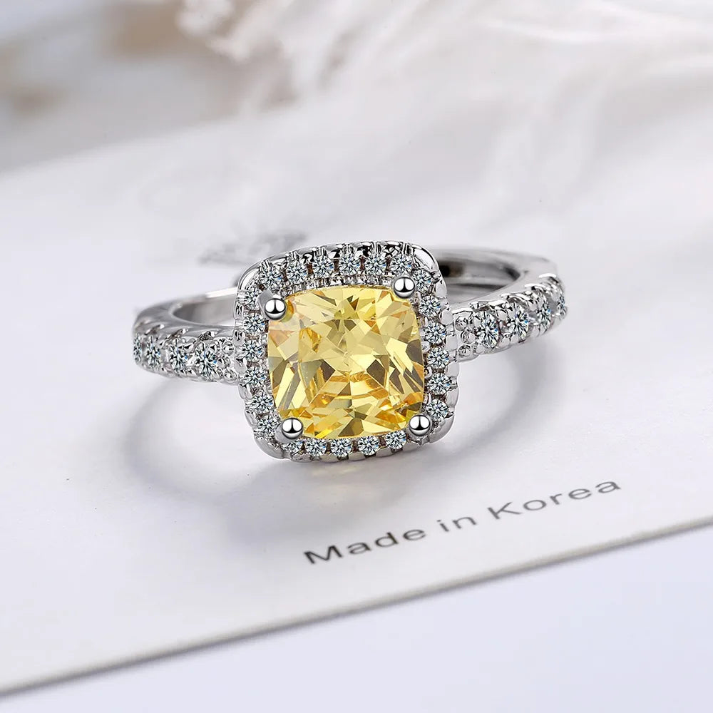 925 Sterling Silver Ring Fashion Pink Zircon High Quality For Women Rings Wedding Fine Jewelry Accessories Party Gift