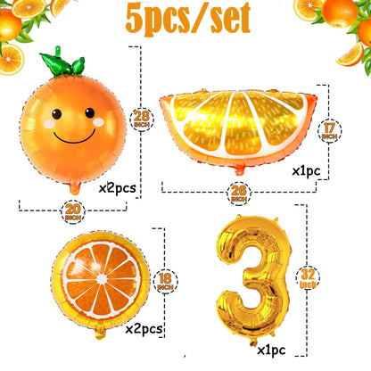6pcs Orange Foil Balloon with 32inch Number Balloons Summer Themed Fruit Globals Baby Shower Birthday Thankgiving Party Decor