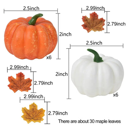 12 Pieces Of Pumpkin Maple Leaf Ornament Maple Leaves Autumn Holiday Decoration Indoor And Outdoor Decoration Fake Decoration