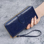 Hot selling cross-border oil wax zipper wallet for women, European and American retro card bag, large capacity mobile phone bag,