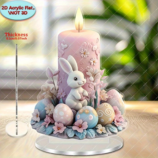 Rabbit and Flower Egg Festival Decorative Ornament, Suitable for Easter and Celebrations with Elegant Pink Lighting Design