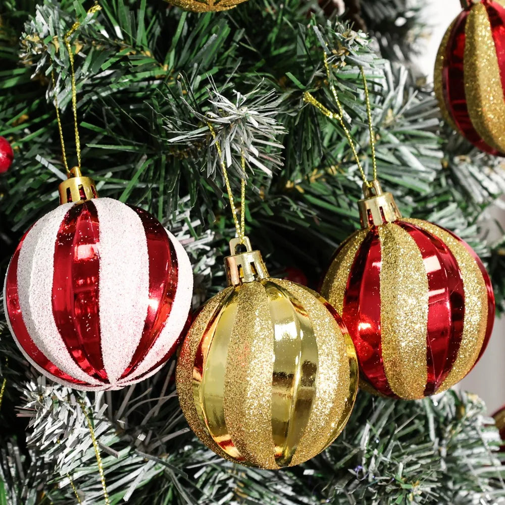 Gold Silver Red Shiny Christmas Balls Xmas Tree Hanging 6cm Large Ball Pendant New Year Gifts Christmas Home Party Decorations
