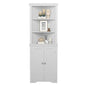 Corner Storage Cabinet 2 Door 3 Tier Shelves Freestanding Bathroom Living Room Bedroom Kitchen White, Customized
