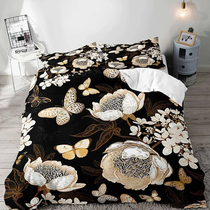Botanical Leaves Duvet Cover Floral Print King Bedding Set Soft Microfiber Geometric Pattern Comforter Cover With 2 Pillowcases
