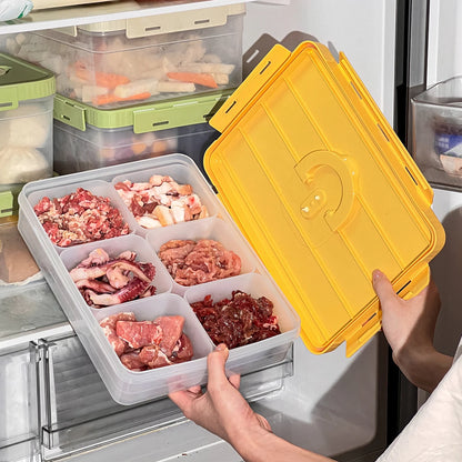 Plastic Divided Meat Food Storage Box Large Capacity Refrigerator Frozen Fresh-keeping Box Kitchen Sealed Storage Container