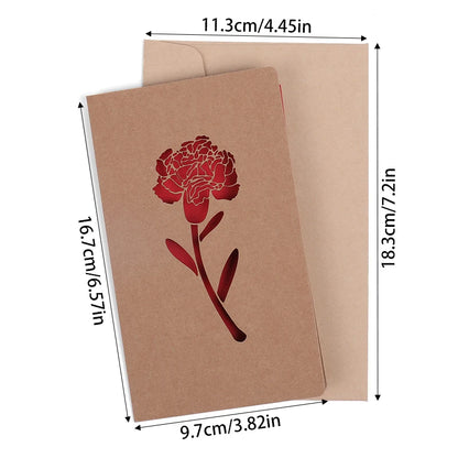 Valentines Day Mothers Day Greeting Card with Envelope Hollow Heart Flowers Gift Card Birthday Party Supplies Wedding Invitation