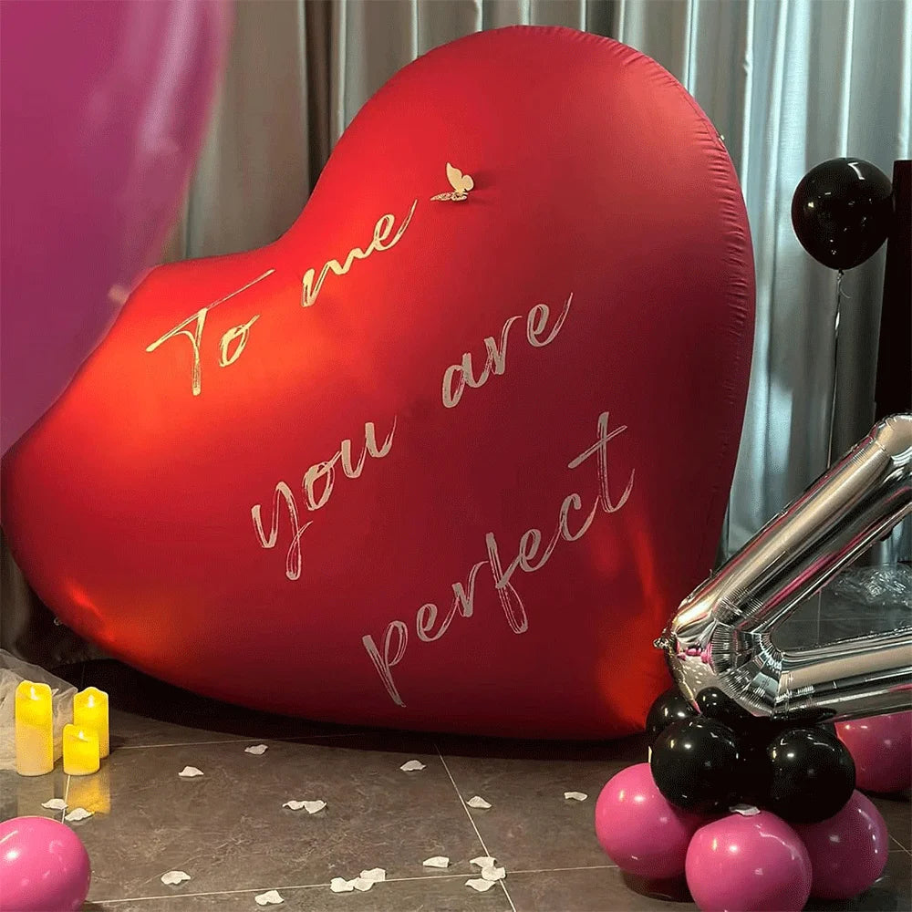 Heart-shaped Balloons 63inch Giant Foil Balloon Bright Pink Red Romantic Wedding Night Valentine's Day Anniversary Party Decor