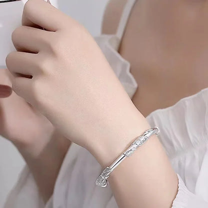 925 Sterling Silver Full-blown Flowers Bracelet
