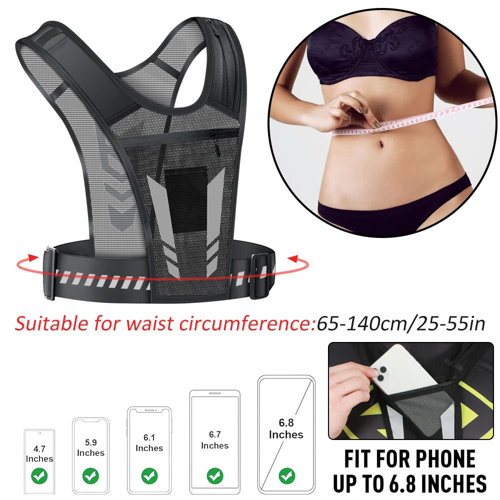 1pc Running Vest Phone Holder for Men and Women, Waterproof Cell Phone and Key Pouch, Reflective Hydration Vest for Training and Free Workouts.