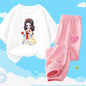 Teens Girls' 2-Piece Fashion Outfit: Princess Short Sleeve T-Shirt and Long Pants Tracksuit Set