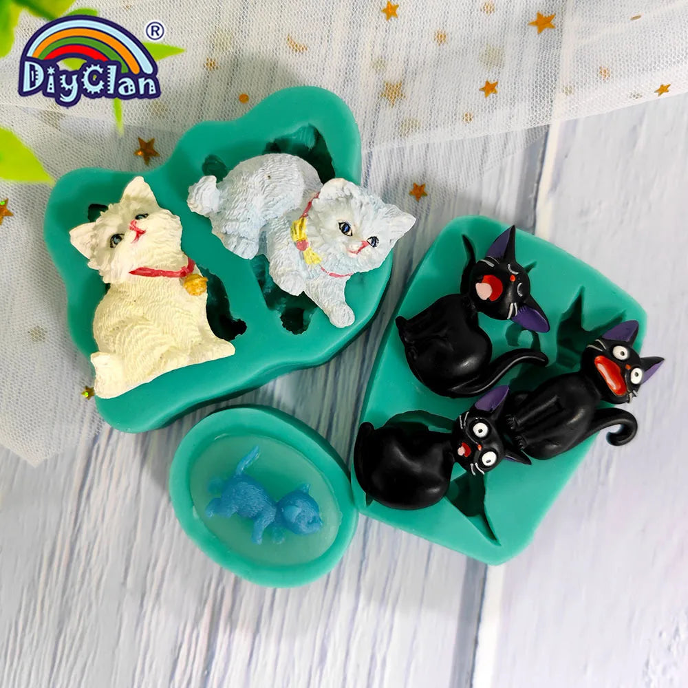 Cute Kitten Silicone Mold Cat Shape Chocolate Cookies Dessert Pudding Sugar Crafts Fondant Mould Bakeware Baking Cake Tools